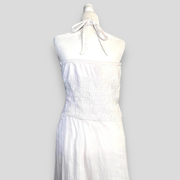 Signature by Sangria White Asymmetrical Halter Neck Sequin Maxi Dress Sz 10 - Picture 5 of 16